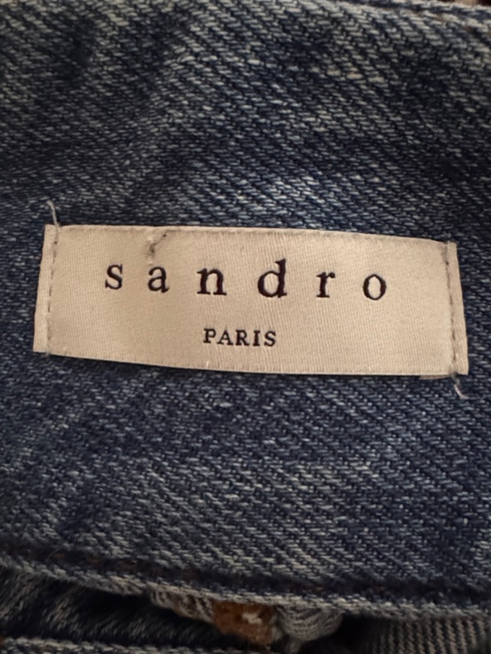 Sandro High-Waist Flower Print Denim Shorts - Blue size 38 Small - Picture 4 of 5
